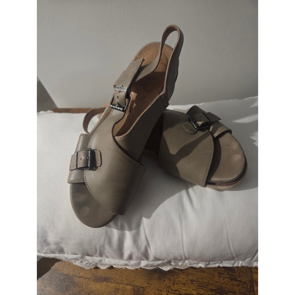 Bussola Potsdam Paget Taupe Leather Platform Slingback Sandals Womens 39